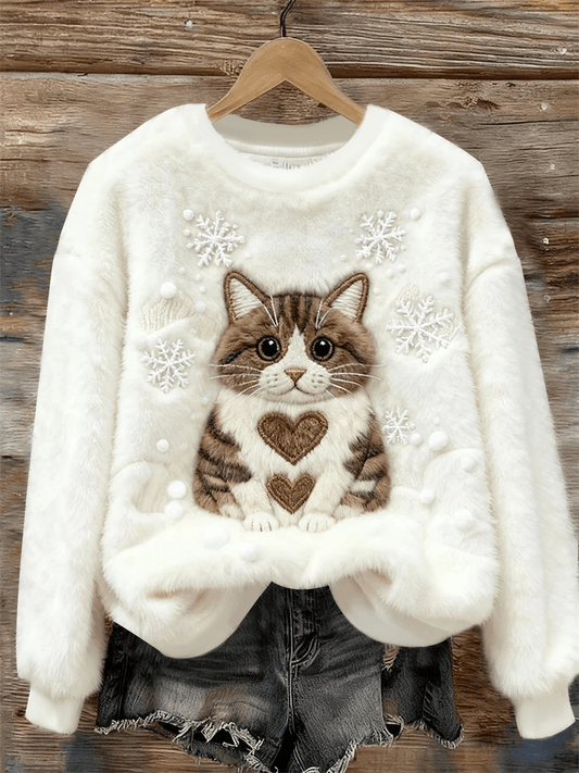 Mujer Gato Estampado Casual Top