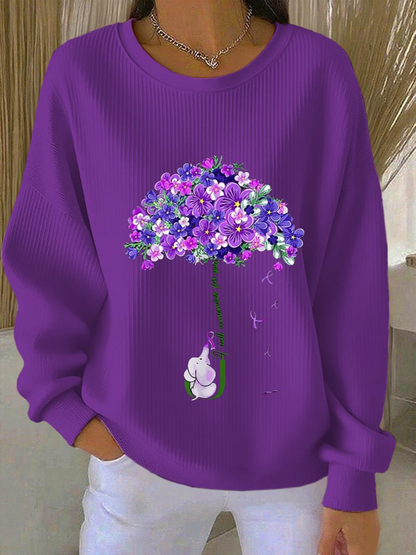 Sudadera casual floral púrpura de las mujeres