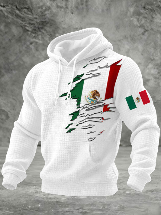 Hombres Mexican Orgulloso Imprimir Casual Sudadera con capucha a cuadros