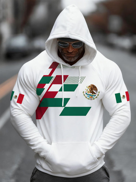 Hombres Mexican Flag Print Casual Hoodie