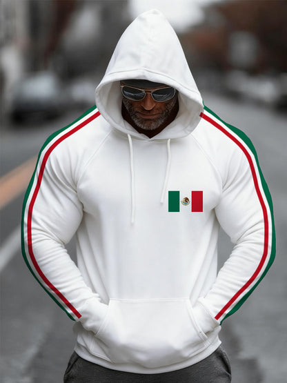 Hombres Mexican Flag Print Casual Hoodie