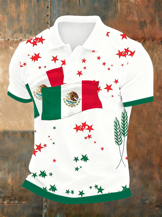 Polo casual mexicano retro de la impresión del arte de los hombres
