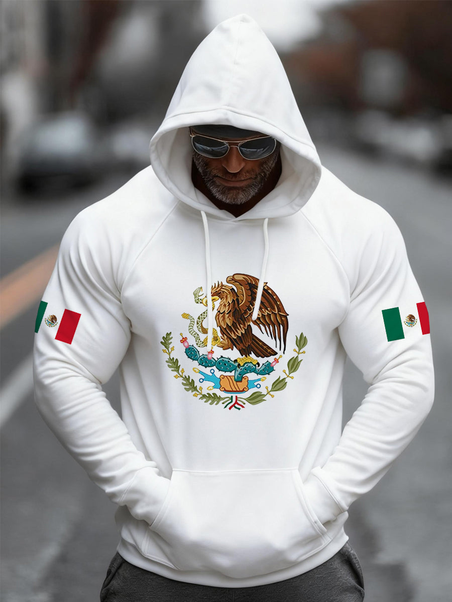 Hombres Mexican Flag Print Casual Hoodie