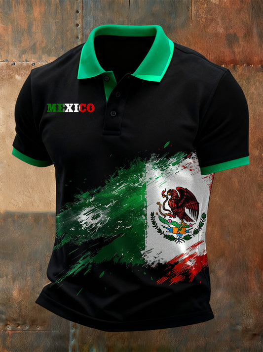 Polo casual mexicano retro de la impresión del arte de los hombres