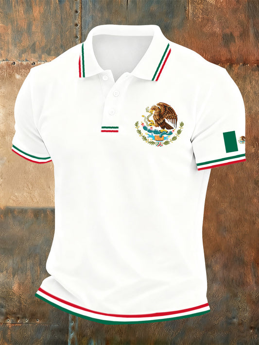 Polo casual mexicano retro de la impresión del arte de los hombres