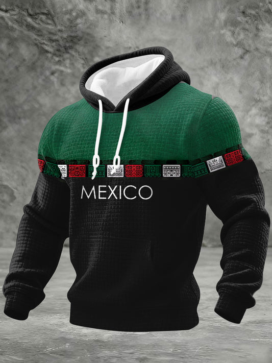 Hombres Mexican Orgulloso Imprimir Casual Sudadera con capucha a cuadros