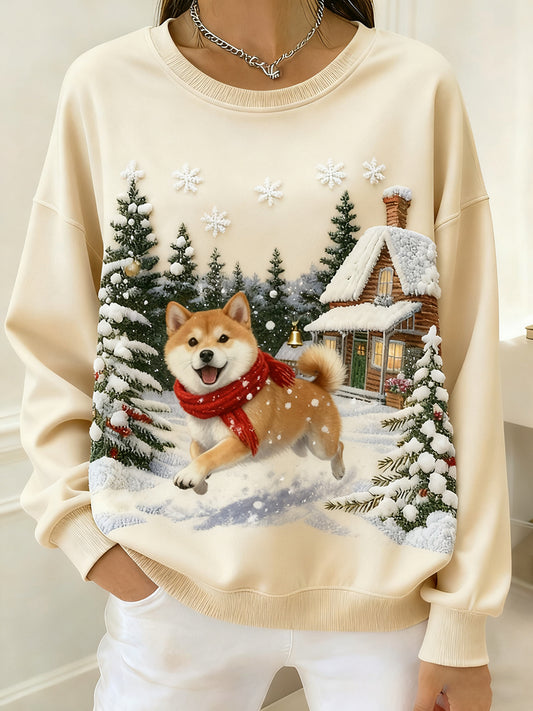 Top cómodo estampado de arte animal retro para mujer