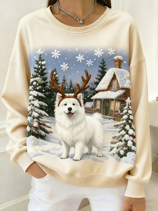 Top cómodo estampado de arte animal retro para mujer