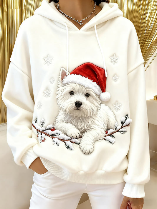 Mujeres Retro Animal Art Print cómodo franela Sudadera con capucha