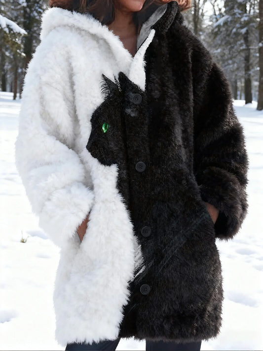 Rebeca de franela cómoda con estampado de arte animal retro para mujer