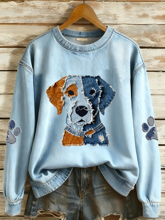 Mujer Cowboy Collage Animal Impreso Sudadera de manga larga