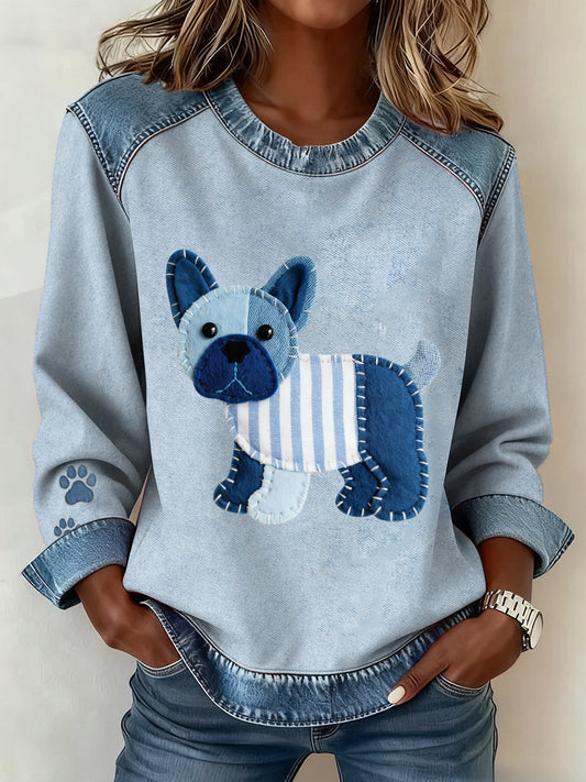 Sudadera Mujer Dog Denim Crewneck