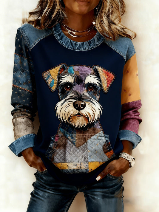 Sudadera de mujer Art Dog Denim Patchwork