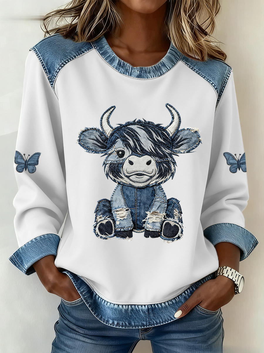Top casual Highland Cow Art Print para mujer