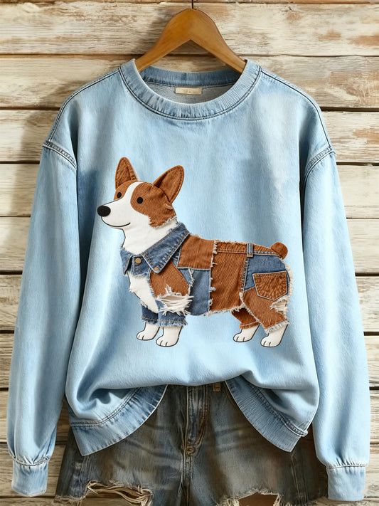 Mujer Cowboy Collage Animal Impreso Sudadera de manga larga