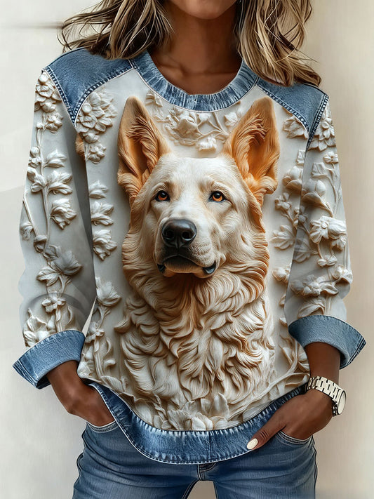Sudadera de mujer Art Dog Denim Patchwork