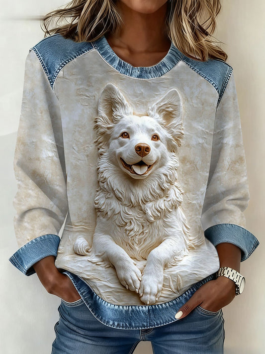 Sudadera de mujer Art Dog Denim Patchwork
