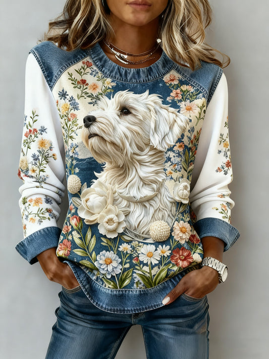 Sudadera de mujer Art Dog Denim Patchwork