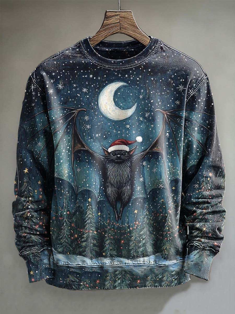 Navidad Bat Imprimir Casual Crewneck Sudadera