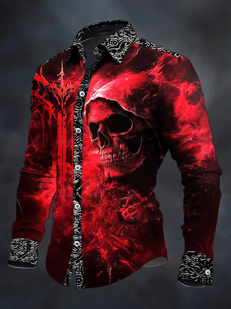 Camisa gótica oscura del cráneo de los hombres