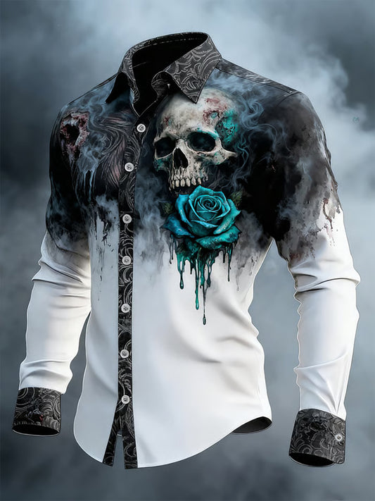 Camisa gótica oscura del cráneo de los hombres