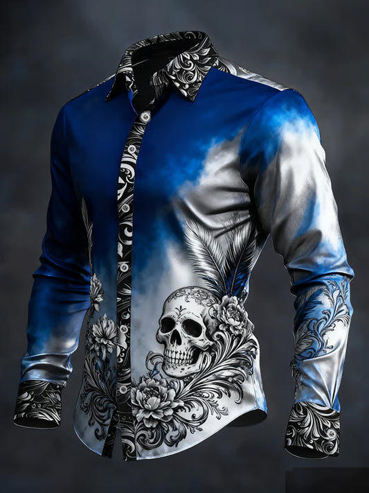 Camisa gótica oscura del cráneo de los hombres