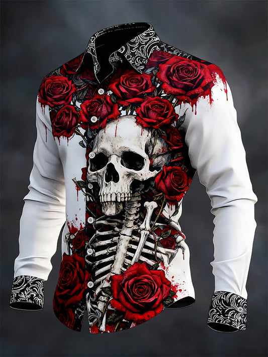 Camisa gótica oscura del cráneo de los hombres