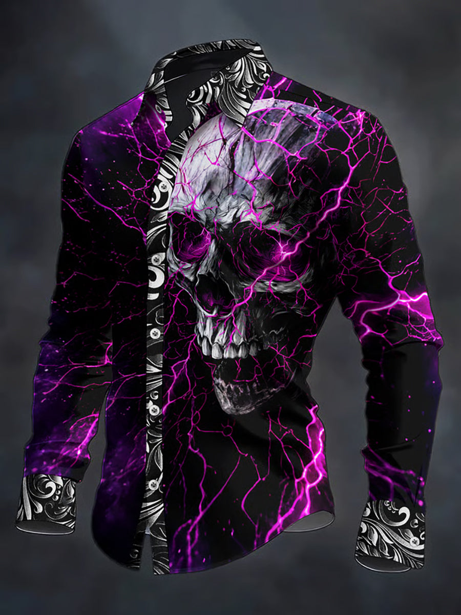 Camisa gótica oscura del cráneo de los hombres