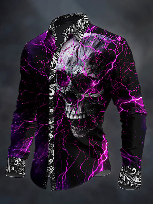 Camisa gótica oscura del cráneo de los hombres