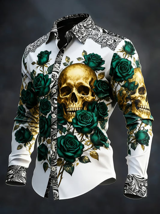 Camisa gótica oscura del cráneo de los hombres