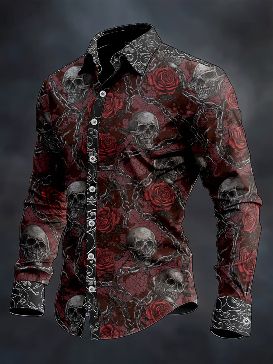 Camisa gótica oscura del cráneo de los hombres