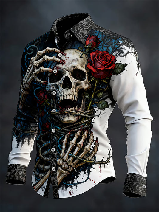 Camisa gótica oscura del cráneo de los hombres