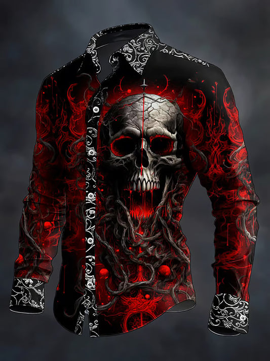 Camisa gótica oscura del cráneo de los hombres