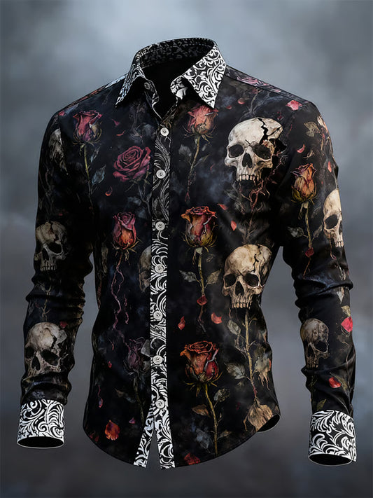 Camisa gótica oscura del cráneo de los hombres
