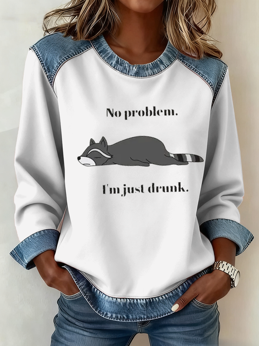 Top Denim Patchwork  I'm Just a Drunk para mujer