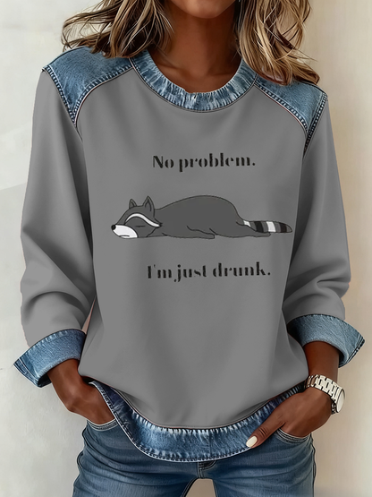 Top Denim Patchwork  I'm Just a Drunk para mujer