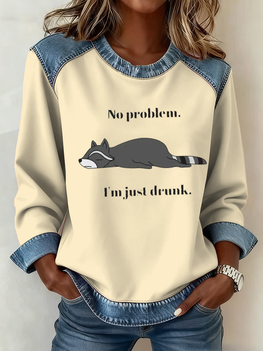Top Denim Patchwork  I'm Just a Drunk para mujer