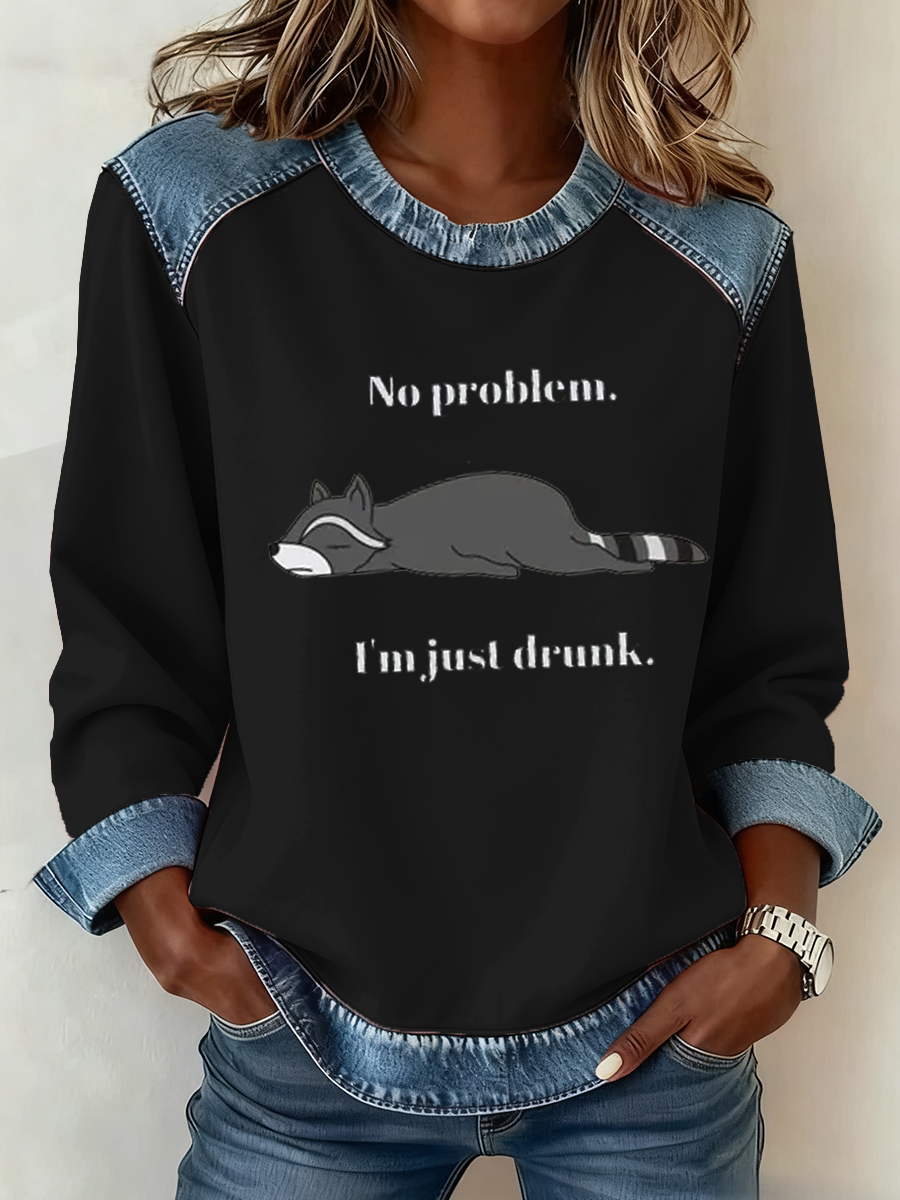 Top Denim Patchwork  I'm Just a Drunk para mujer