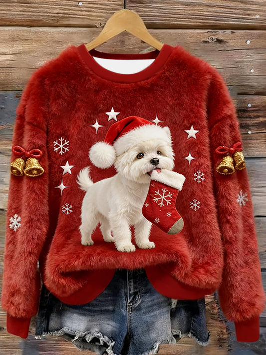 West Highland White Terrier Westie Navidad franela con capucha para mujer
