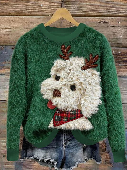 Mujer Perro Estampado Arte Casual Top
