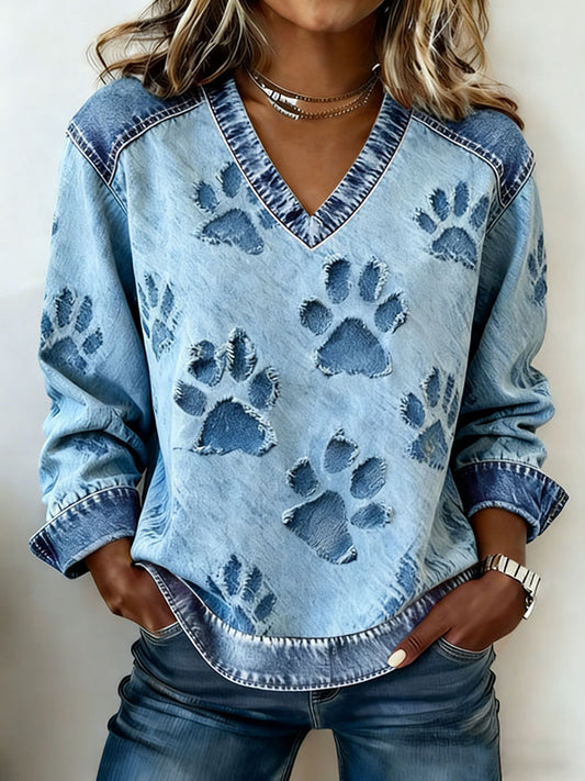 Sudadera mujer con estampado de pata de perro