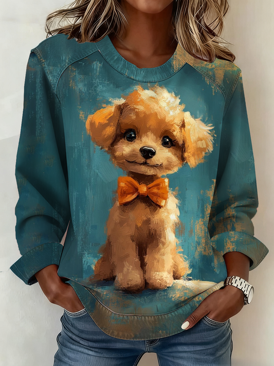Top con estampado de perro lindo para mujer