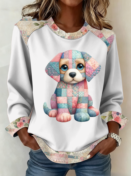 Top con estampado de perro lindo para mujer
