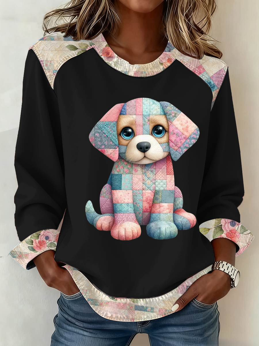 Top con estampado de perro lindo para mujer