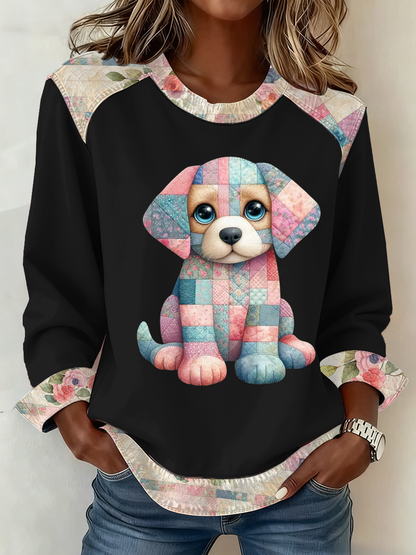 Top con estampado de perro lindo para mujer