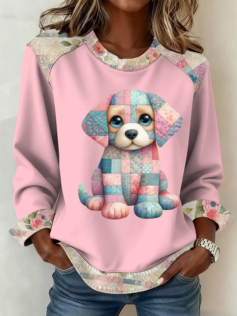 Top con estampado de perro lindo para mujer