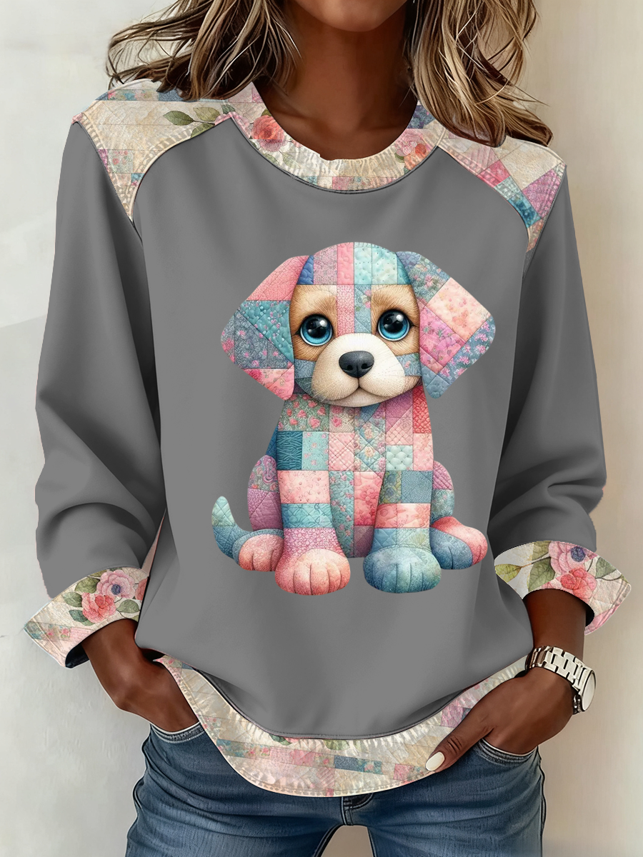 Top con estampado de perro lindo para mujer