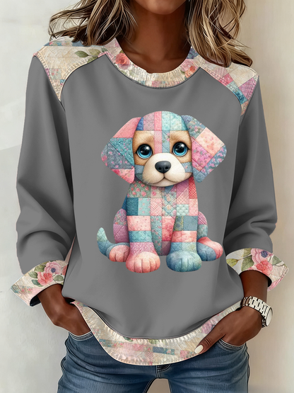Top con estampado de perro lindo para mujer