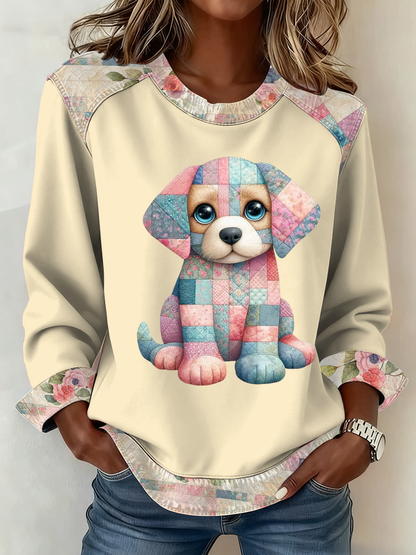 Top con estampado de perro lindo para mujer
