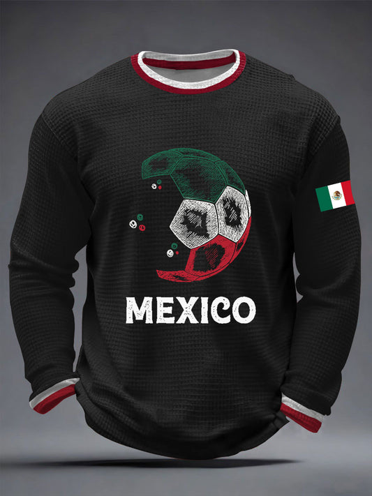 Camiseta de manga larga Mexigo Soccer Print Waffle para hombre
